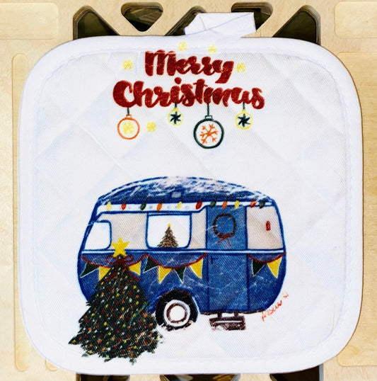 Christmas Camper Pot Holder - Blue Cava