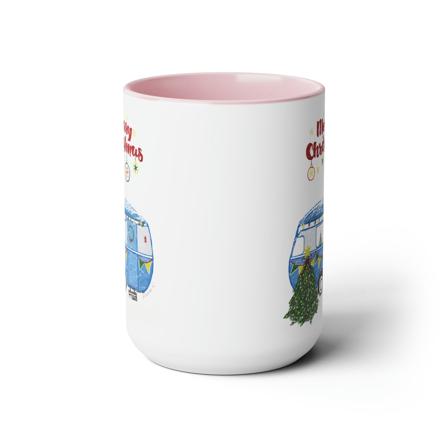 Christmas Camper Two-Tone Coffee Mugs, 15oz - Blue Cava