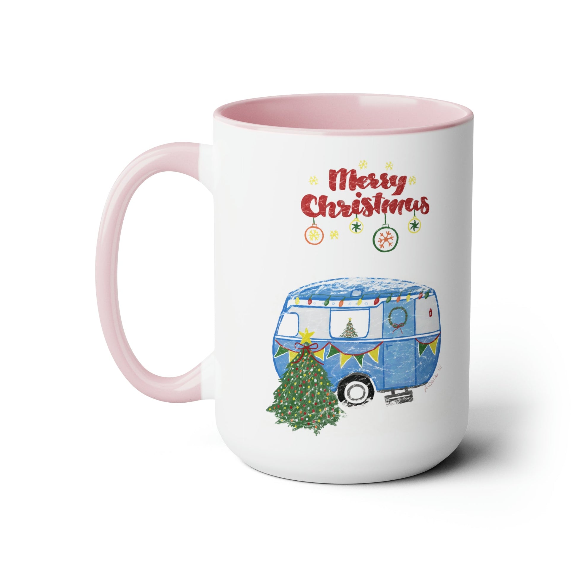 Christmas Camper Two-Tone Coffee Mugs, 15oz - Blue Cava