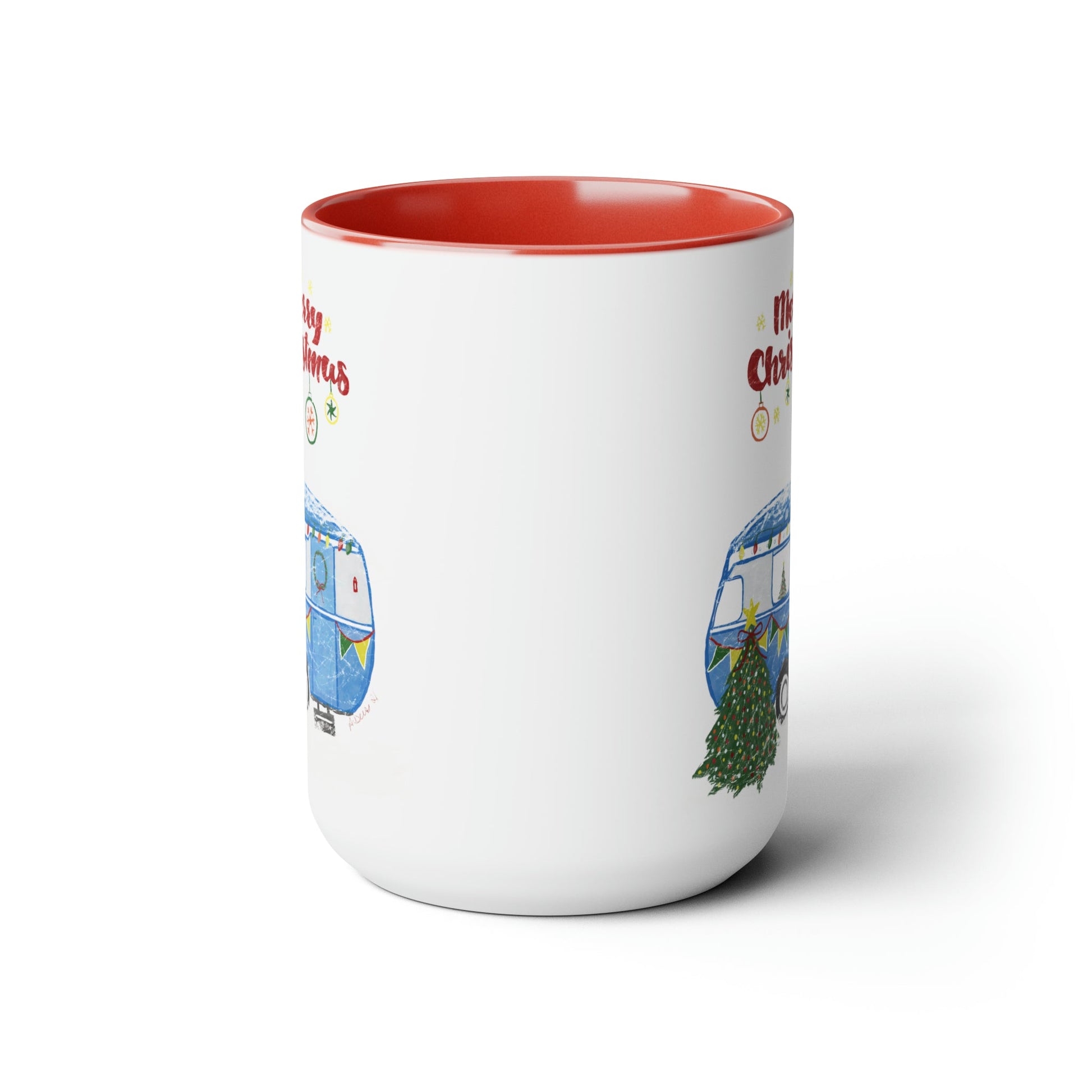 Christmas Camper Two-Tone Coffee Mugs, 15oz - Blue Cava