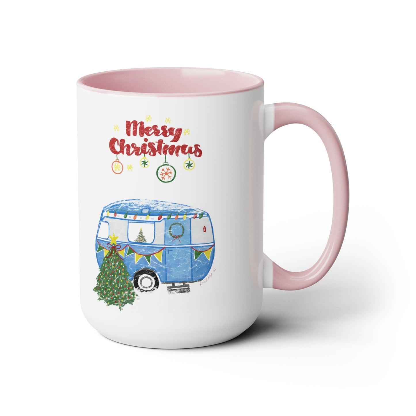 Christmas Camper Two-Tone Coffee Mugs, 15oz - Blue Cava