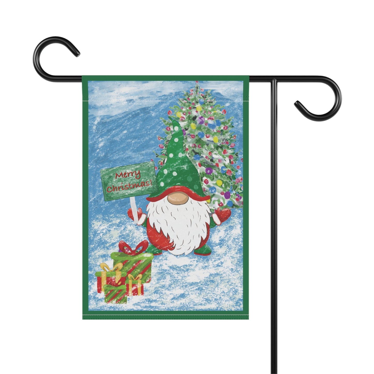 Christmas Gnome Garden Flag - Blue Cava