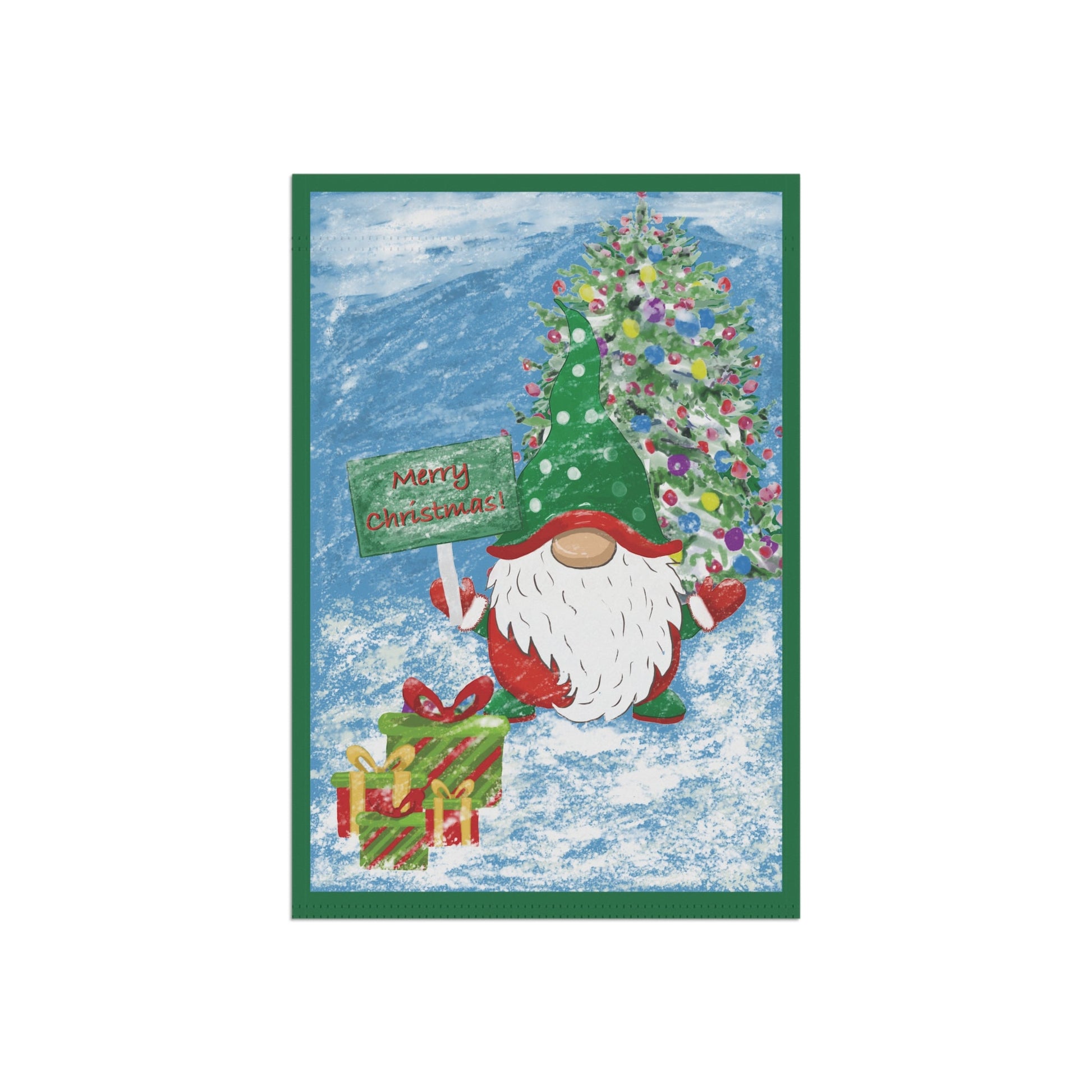 Christmas Gnome Garden Flag - Blue Cava