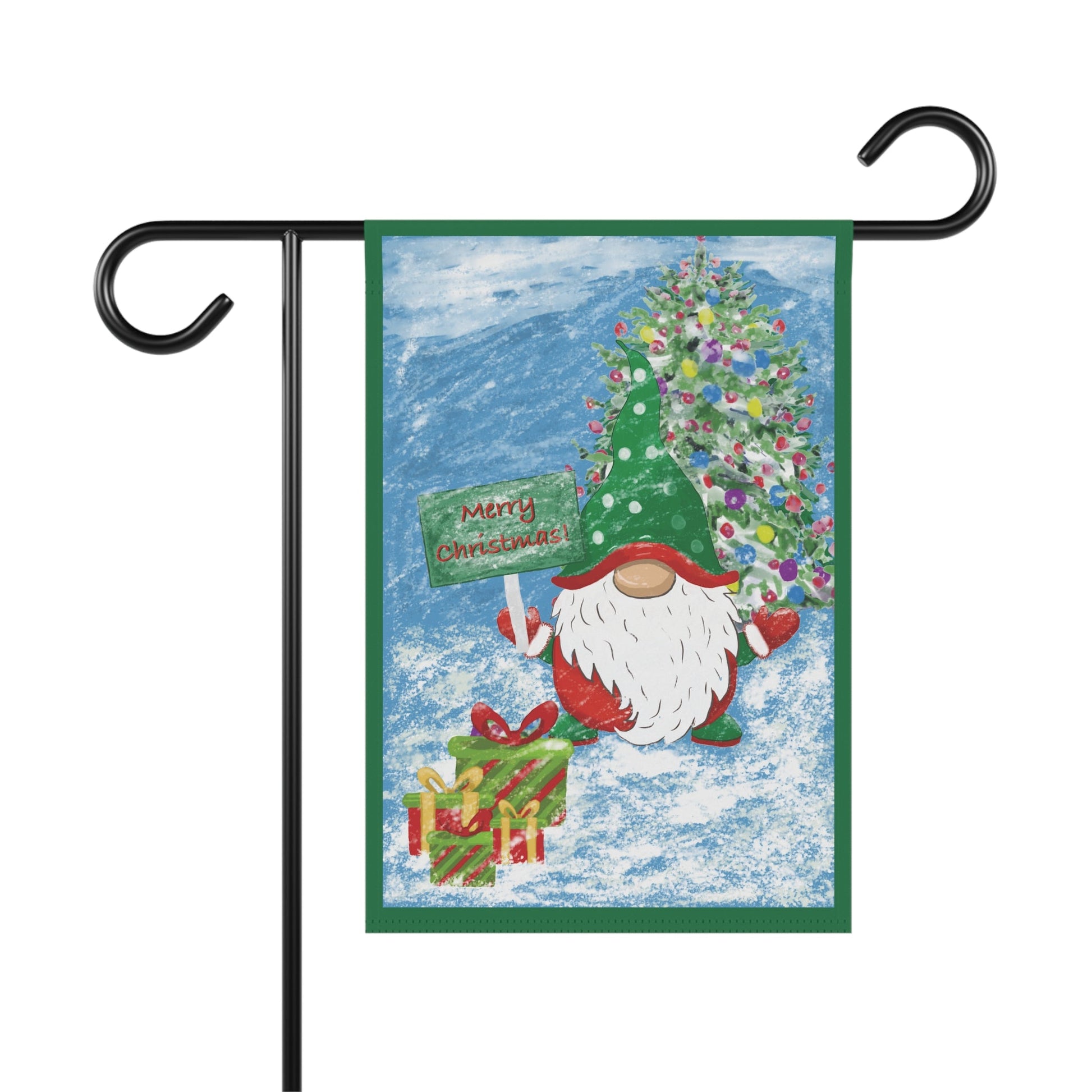 Christmas Gnome Garden Flag - Blue Cava