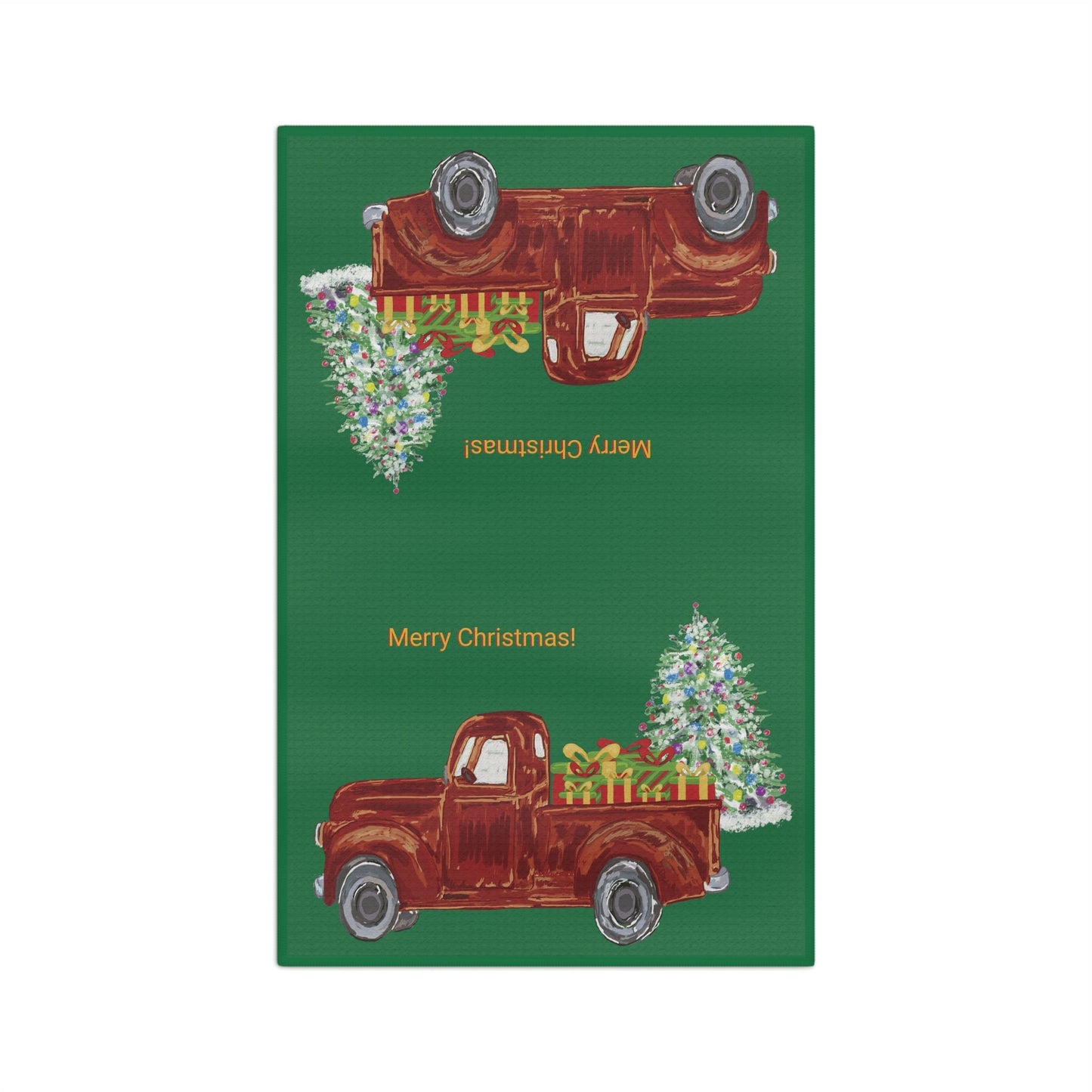 Christmas Truck 2023 Microfiber Waffle Towel - Blue Cava