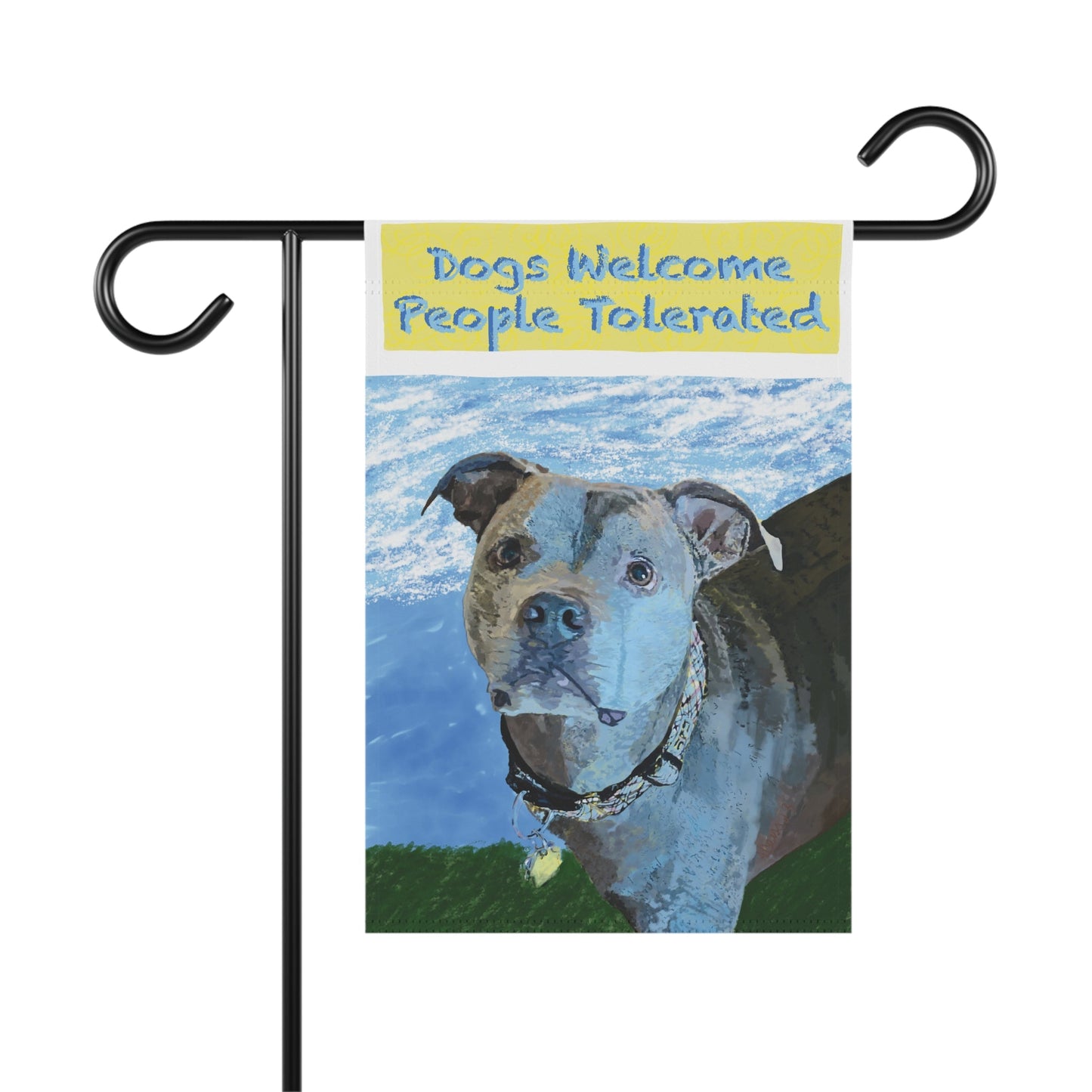 Dogs Welcome People Tolerated Garden & House Banner - Blue Cava