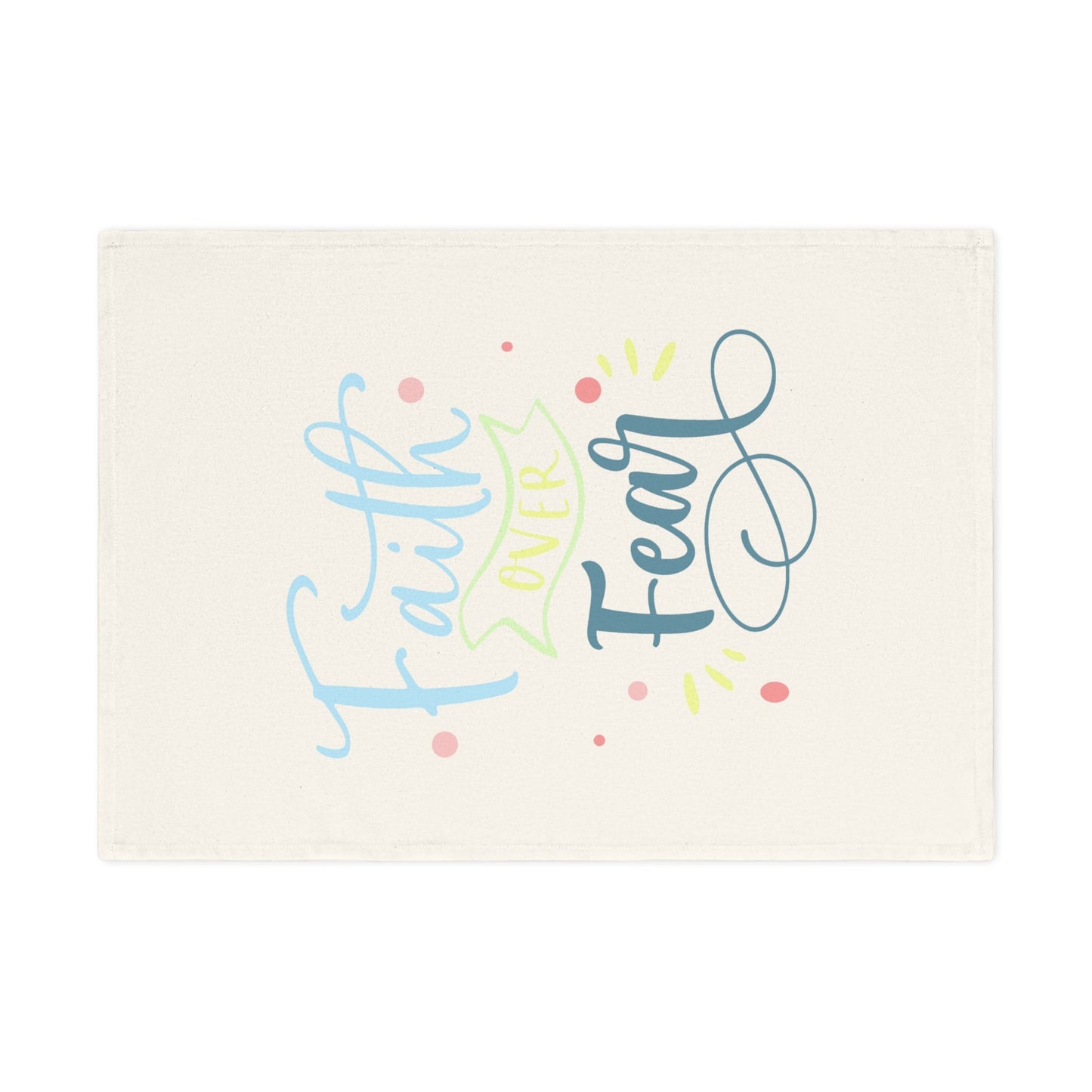 Faith Over Fear Cotton Tea Towel - Blue Cava