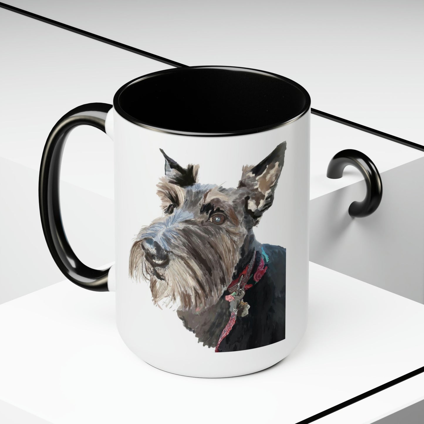 “Fala” Dog Two-Tone Coffee Mugs, 15oz - Blue Cava