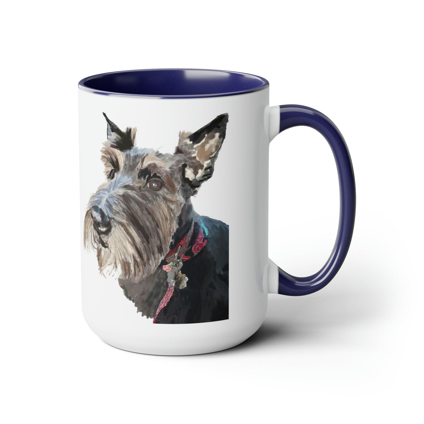 “Fala” Dog Two-Tone Coffee Mugs, 15oz - Blue Cava