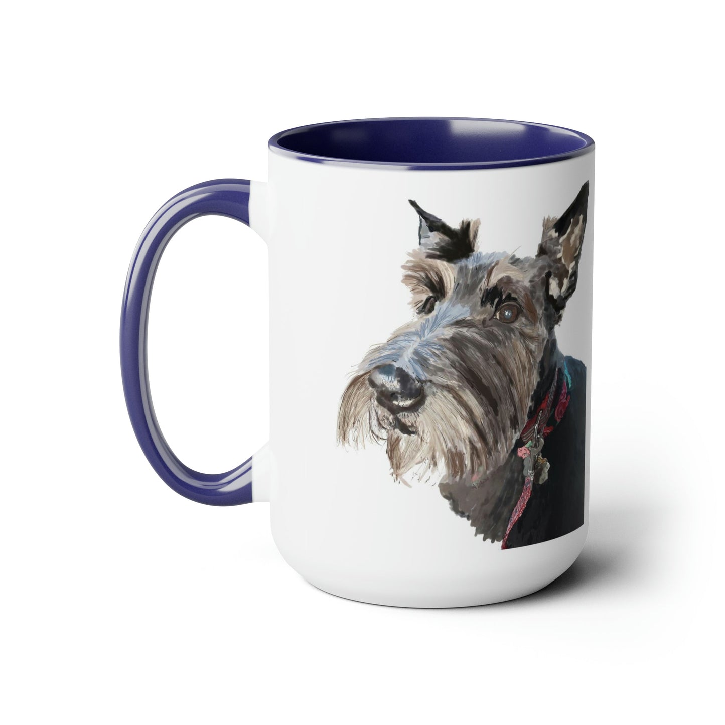 “Fala” Dog Two-Tone Coffee Mugs, 15oz - Blue Cava