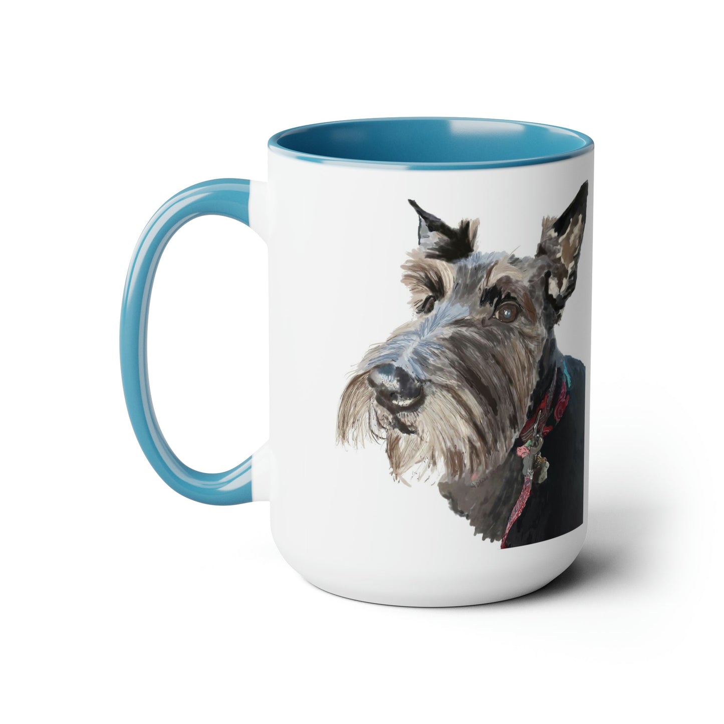 “Fala” Dog Two-Tone Coffee Mugs, 15oz - Blue Cava