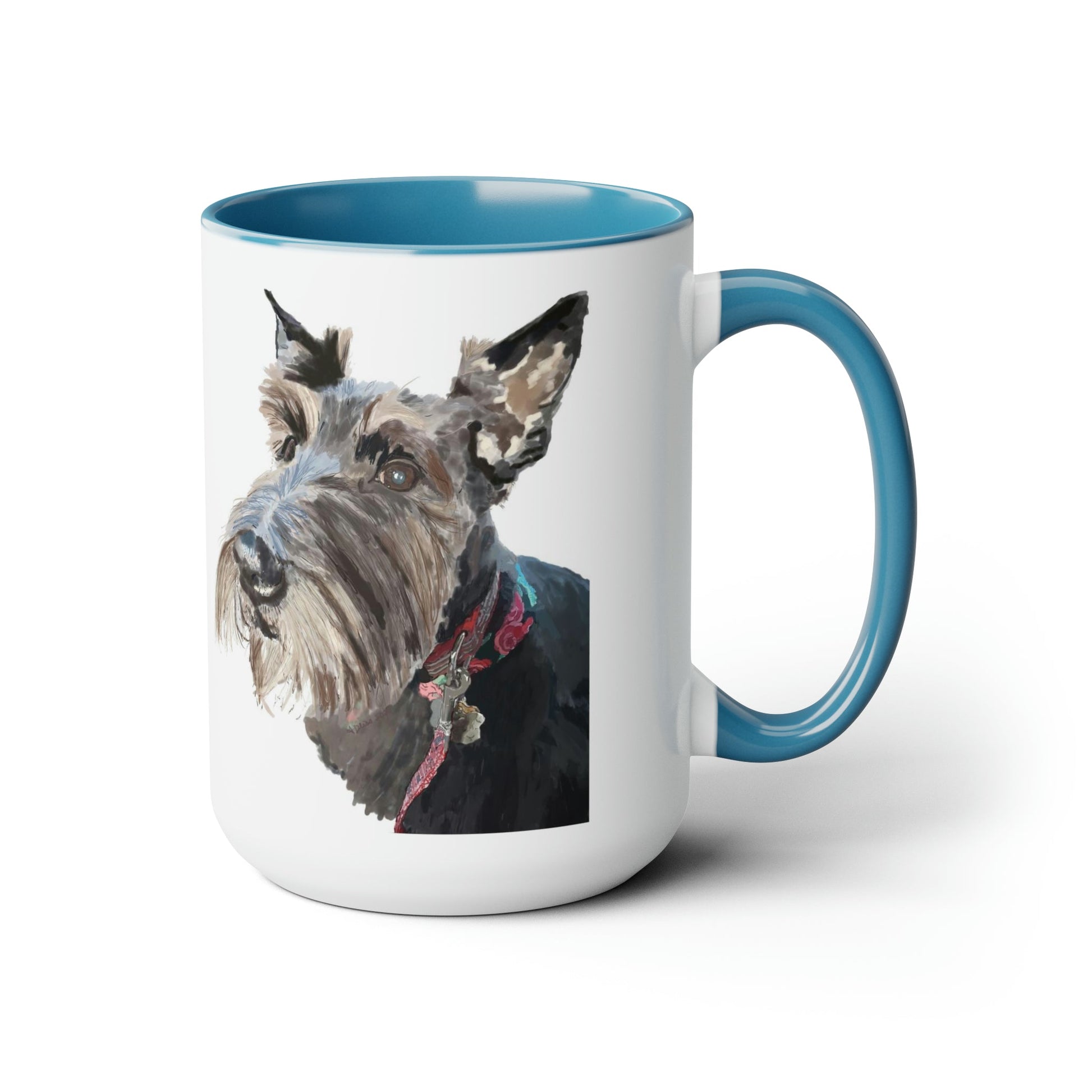 “Fala” Dog Two-Tone Coffee Mugs, 15oz - Blue Cava