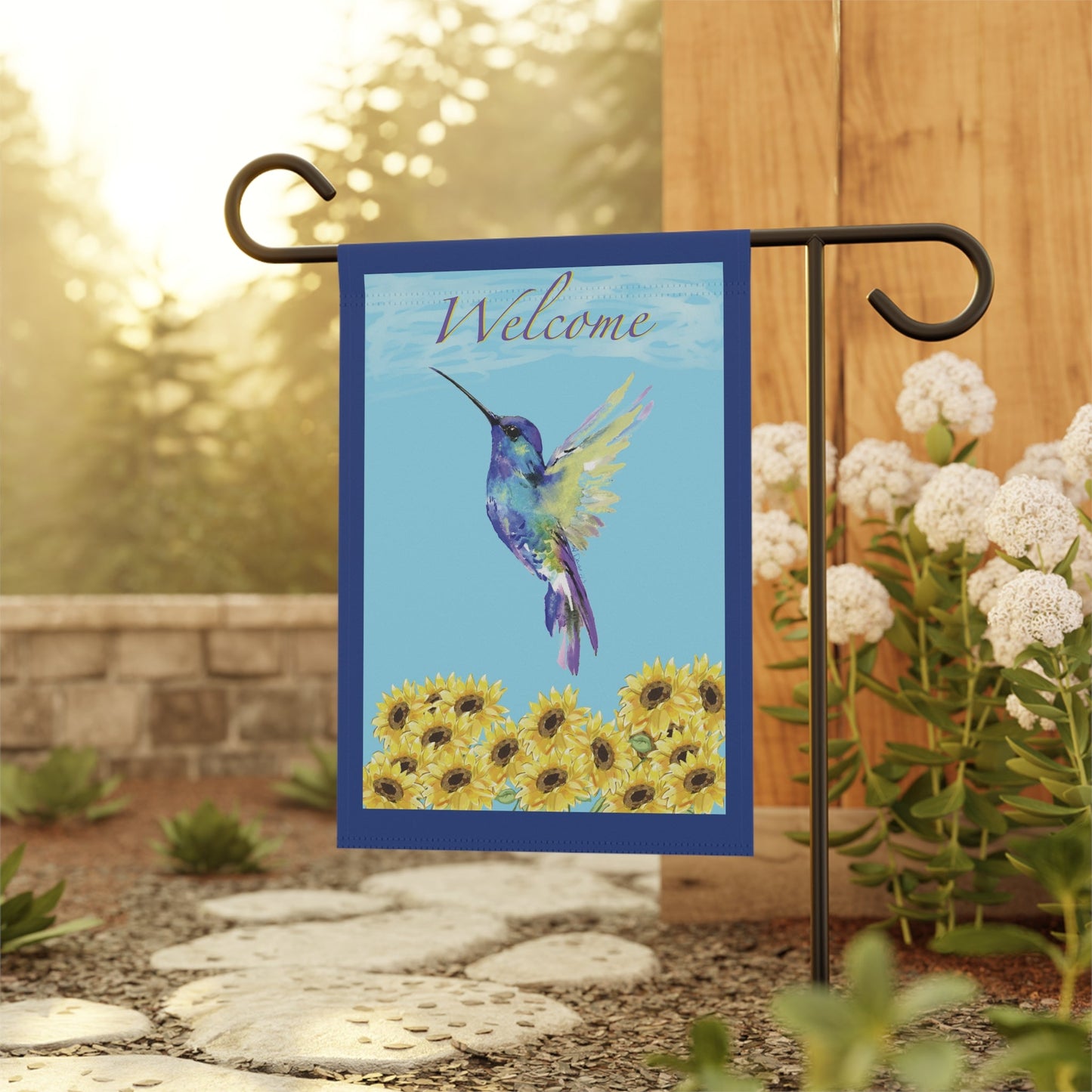 “Flossie” Hummingbird Garden & House Banner - Blue Cava