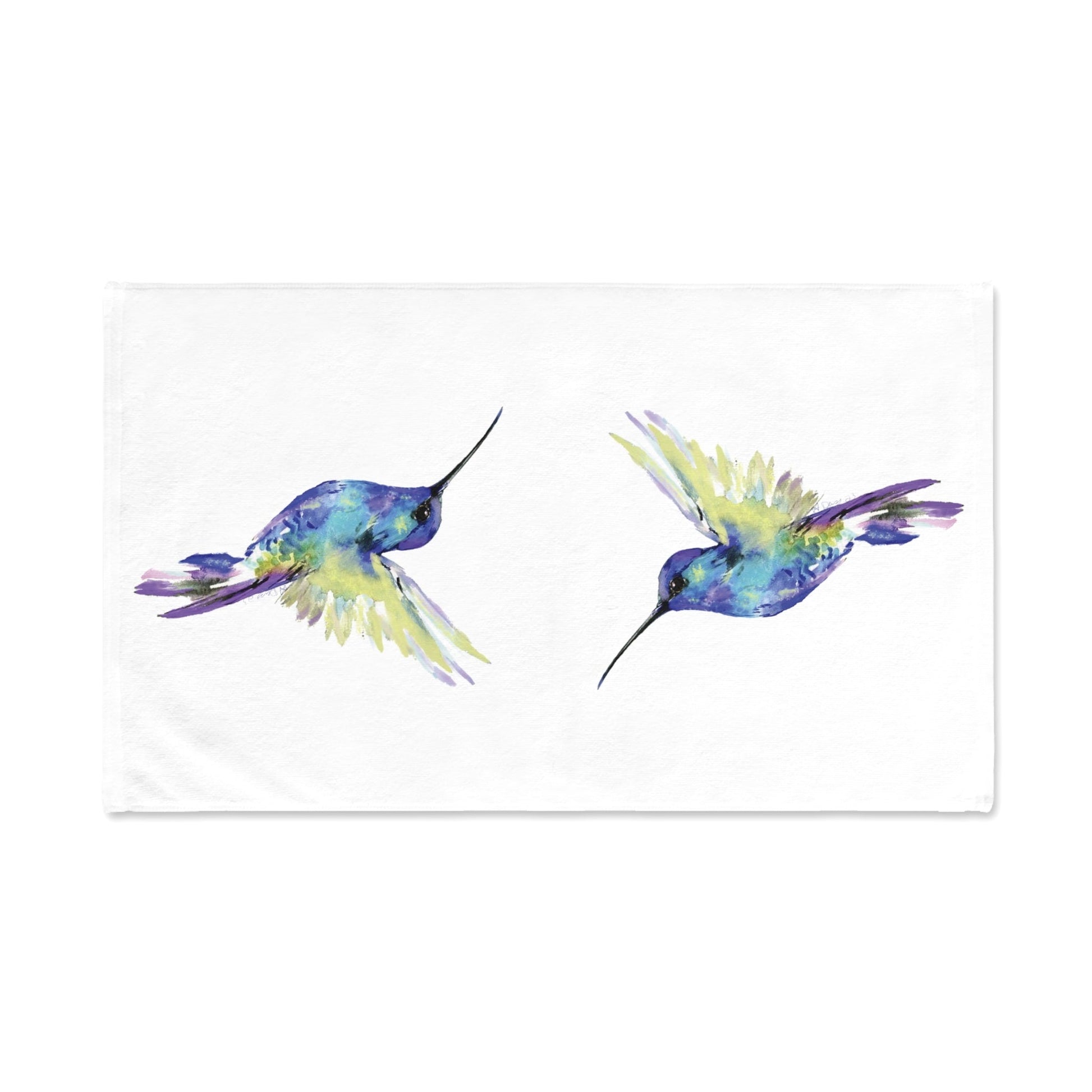 “Flossie” Hummingbird Hand Towel (Poly/Cotton) - Blue Cava