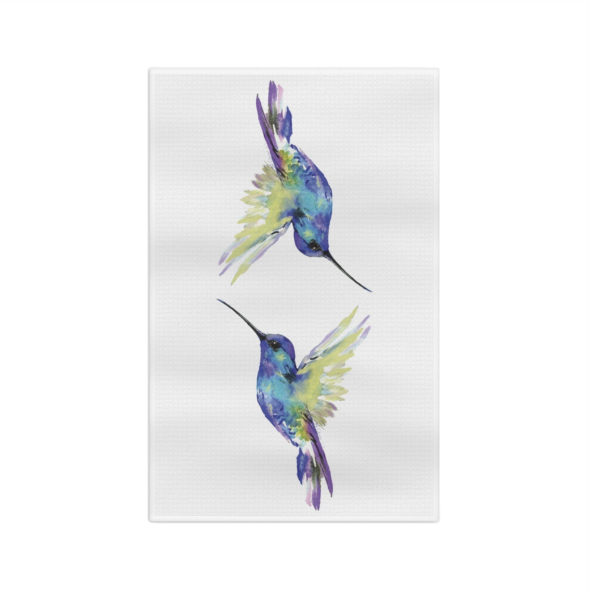 “Flossie” Hummingbird Microfiber Waffle Towel - Blue Cava