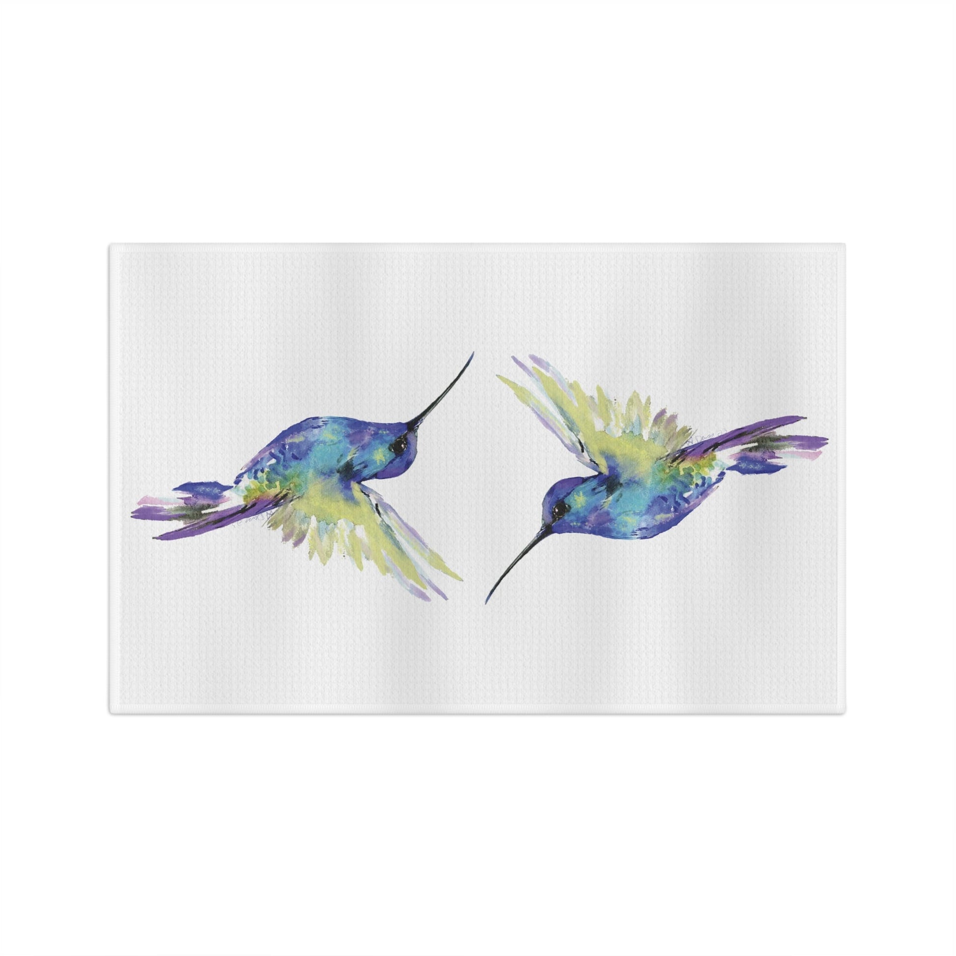 “Flossie” Hummingbird Microfiber Waffle Towel - Blue Cava