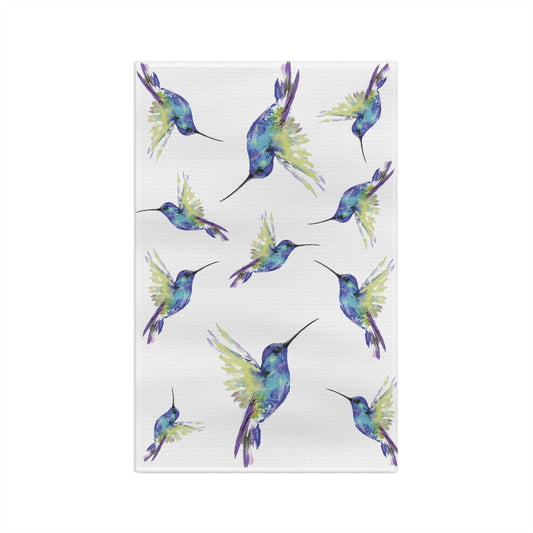 “Flossie” Hummingbirds Microfiber Towel - Blue Cava