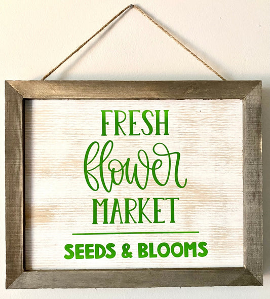 Fresh Flower Market sign - Blue Cava