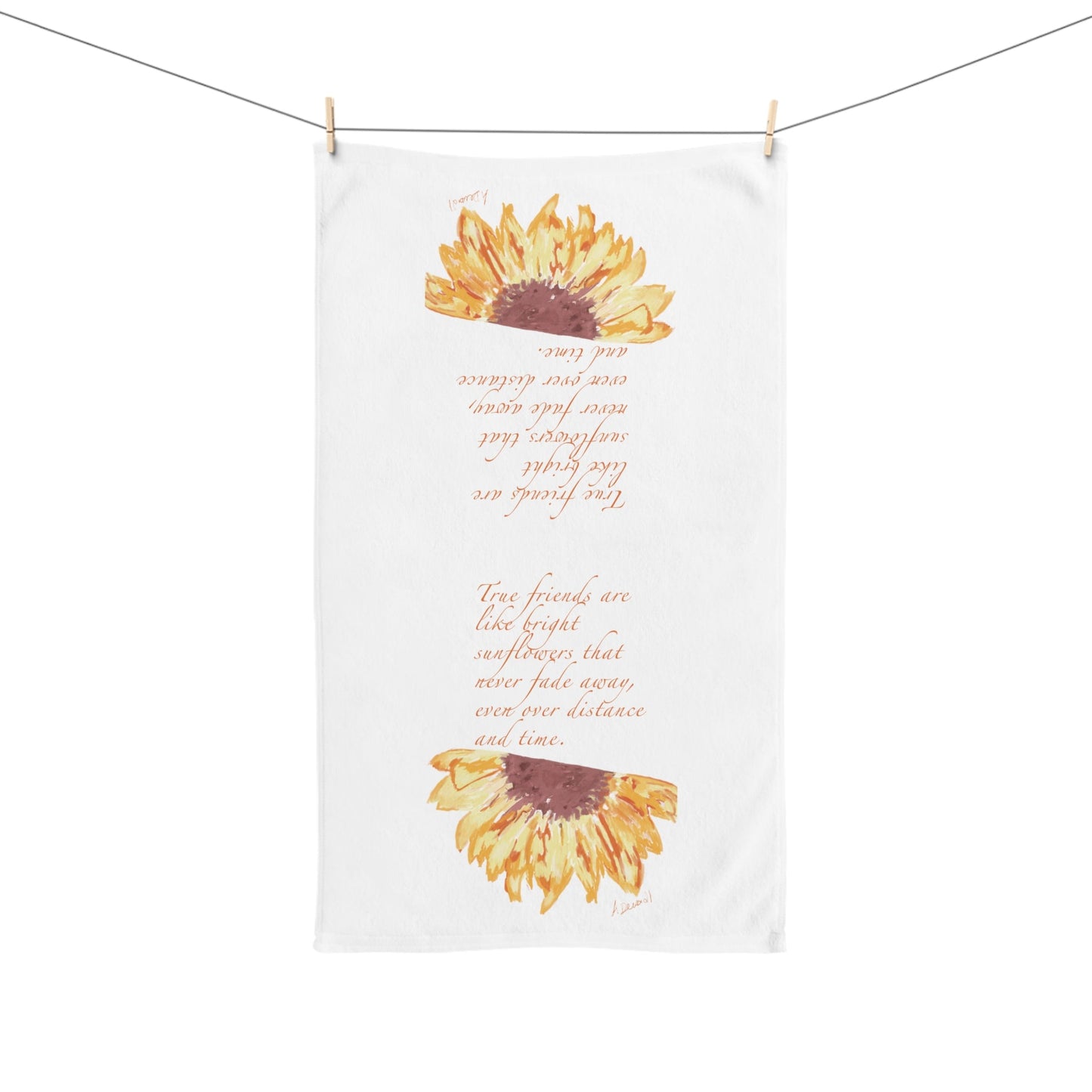 Friendship Sunflower Hand Towel - Blue Cava