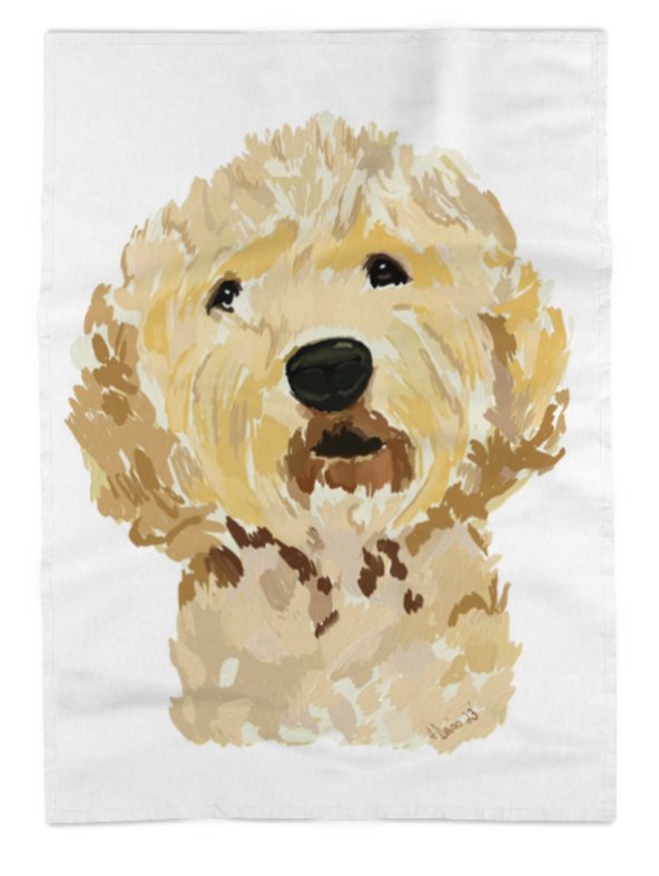 Goldendoodle Linen Towel - Blue Cava