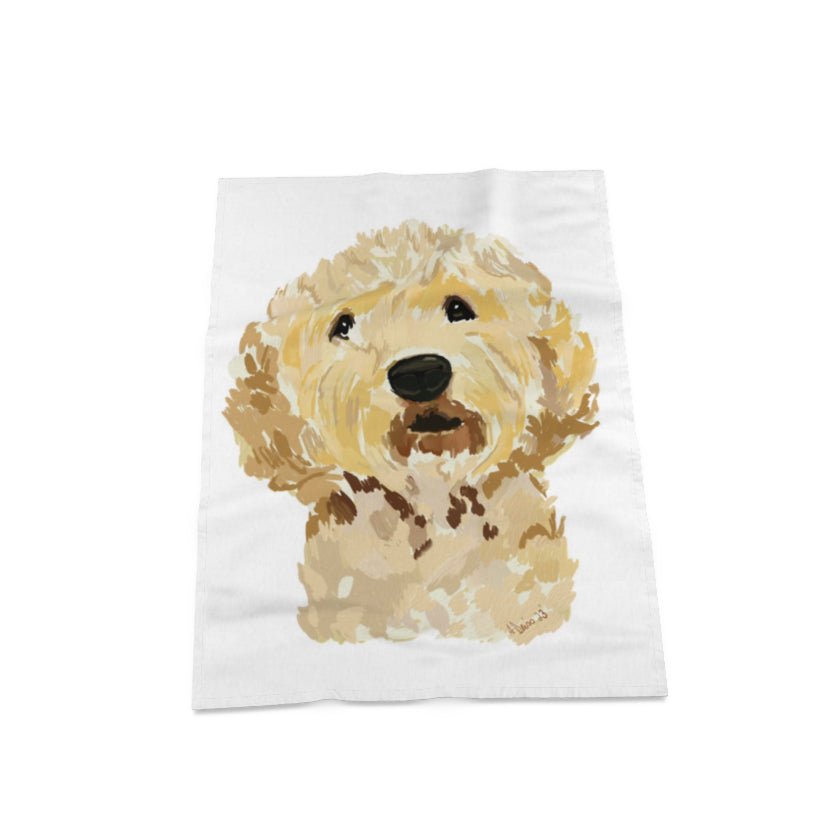 Goldendoodle Linen Towel - Blue Cava