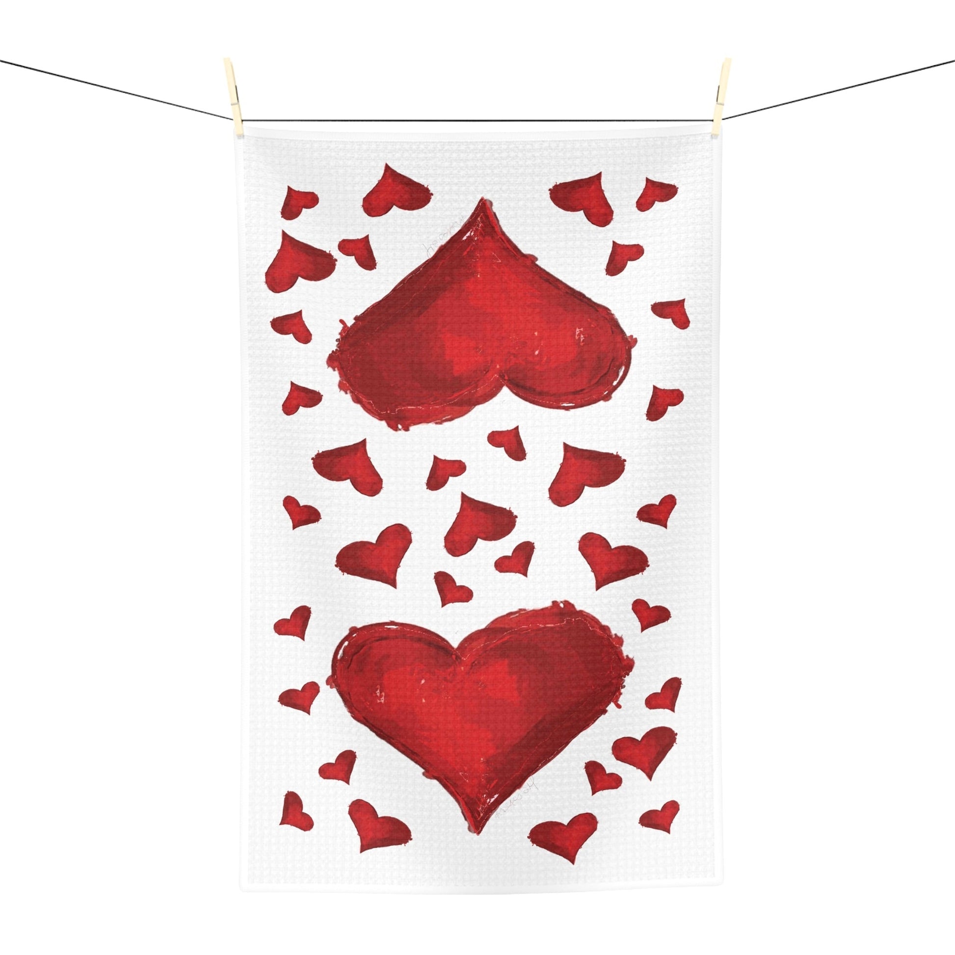 Hearts towel Microfiber Tea Towel - Blue Cava