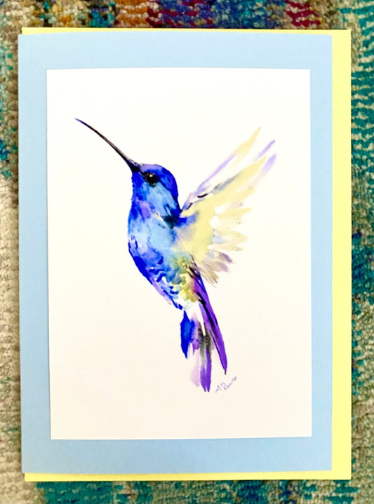 Hummingbird Greeting Card - Blue Cava