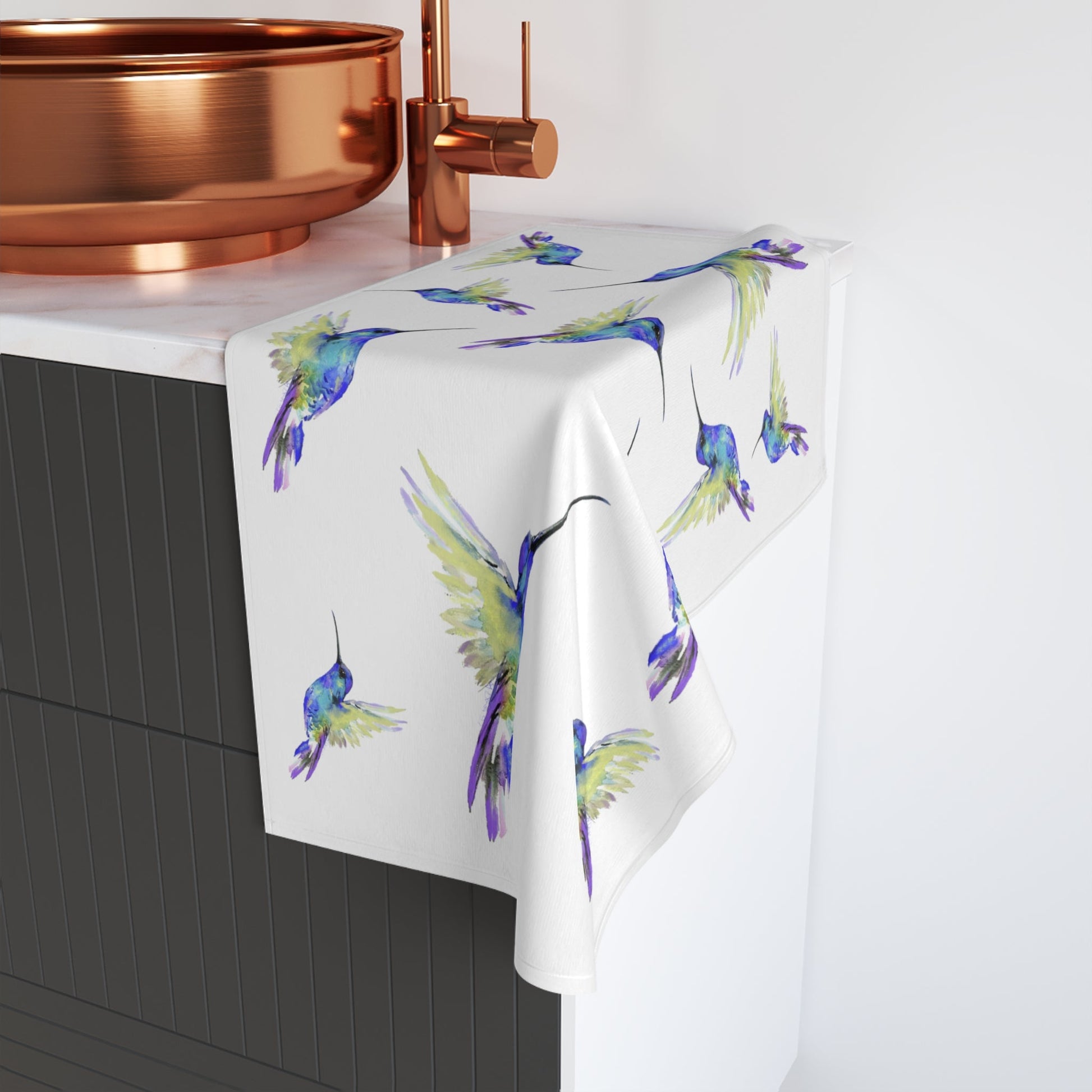 Hummingbird Hand Towel (Poly/Cotton) - Blue Cava