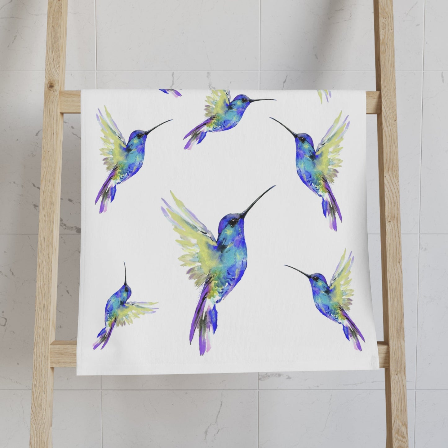 Hummingbird Hand Towel (Poly/Cotton) - Blue Cava