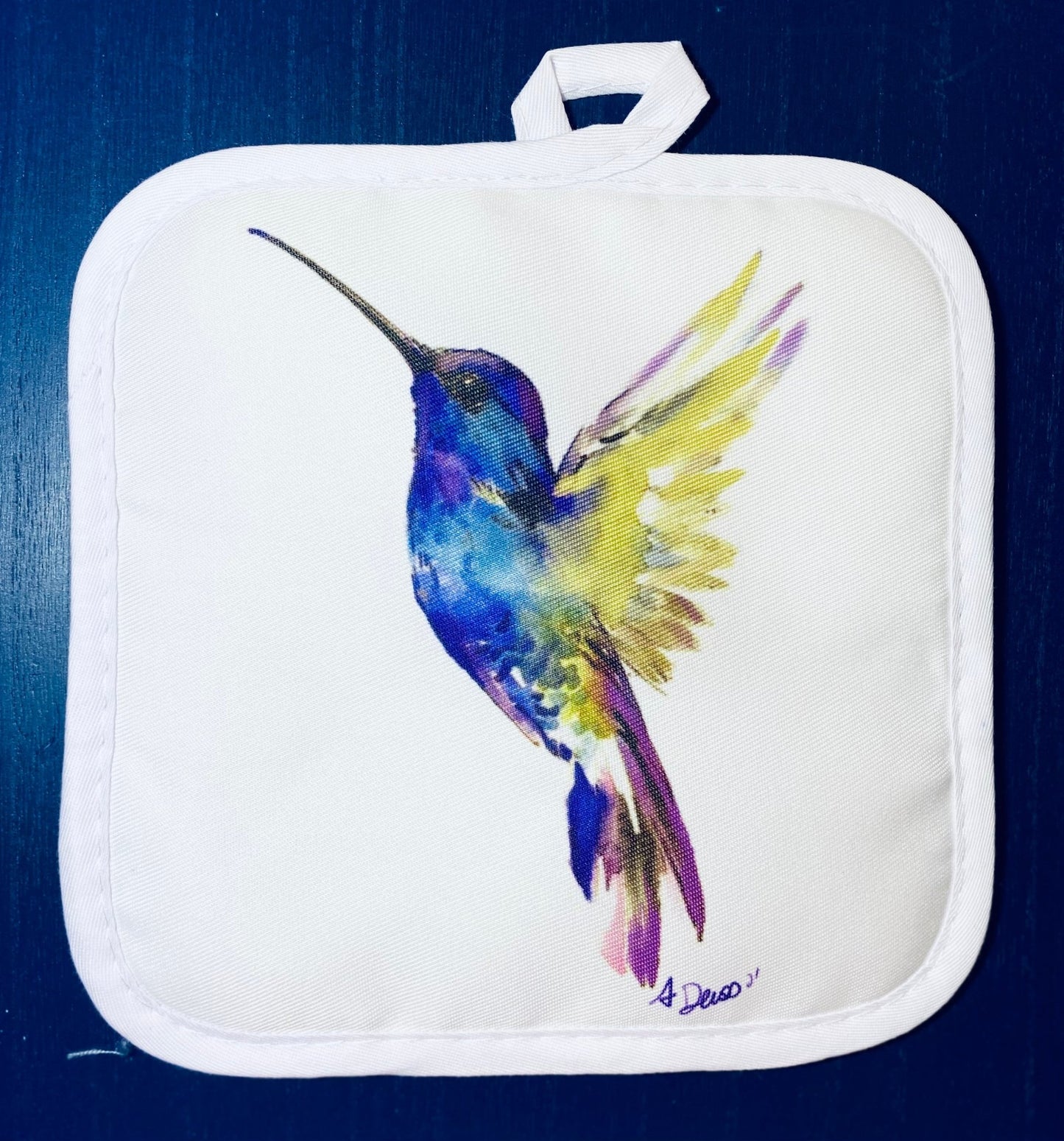 Hummingbird Pot Holder - Blue Cava