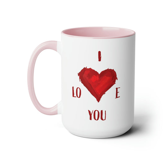 I Love You Two-Tone Coffee Mugs, 15oz - Blue Cava