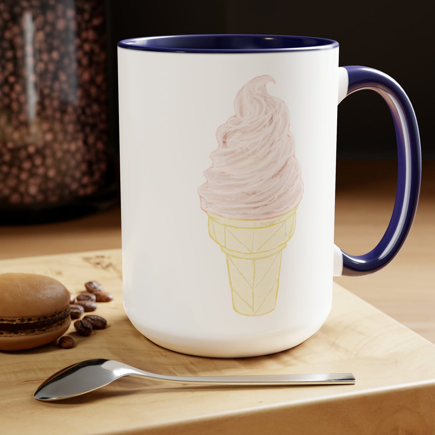 Ice Cream Two-Tone Coffee Mugs, 15oz - Blue Cava