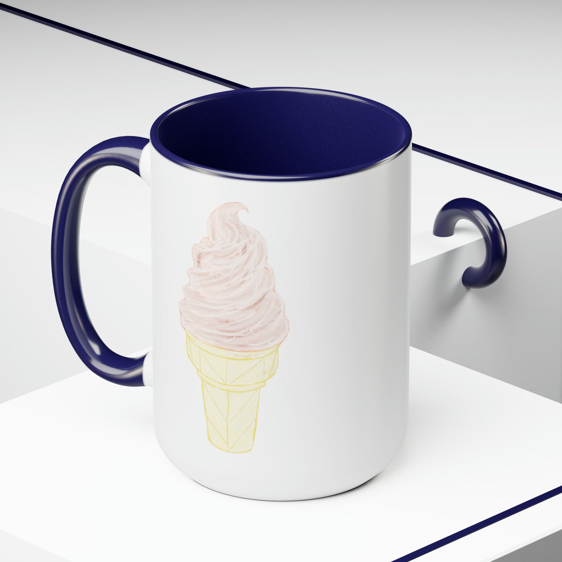 Ice Cream Two-Tone Coffee Mugs, 15oz - Blue Cava