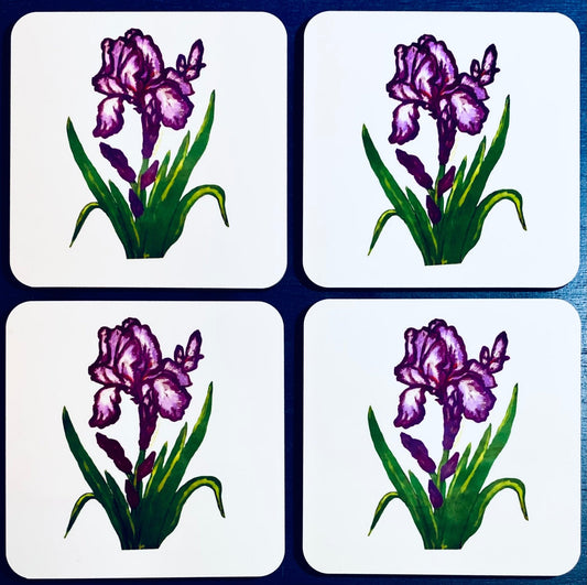 Irish Lily Coaster set - Square 4” - Blue Cava