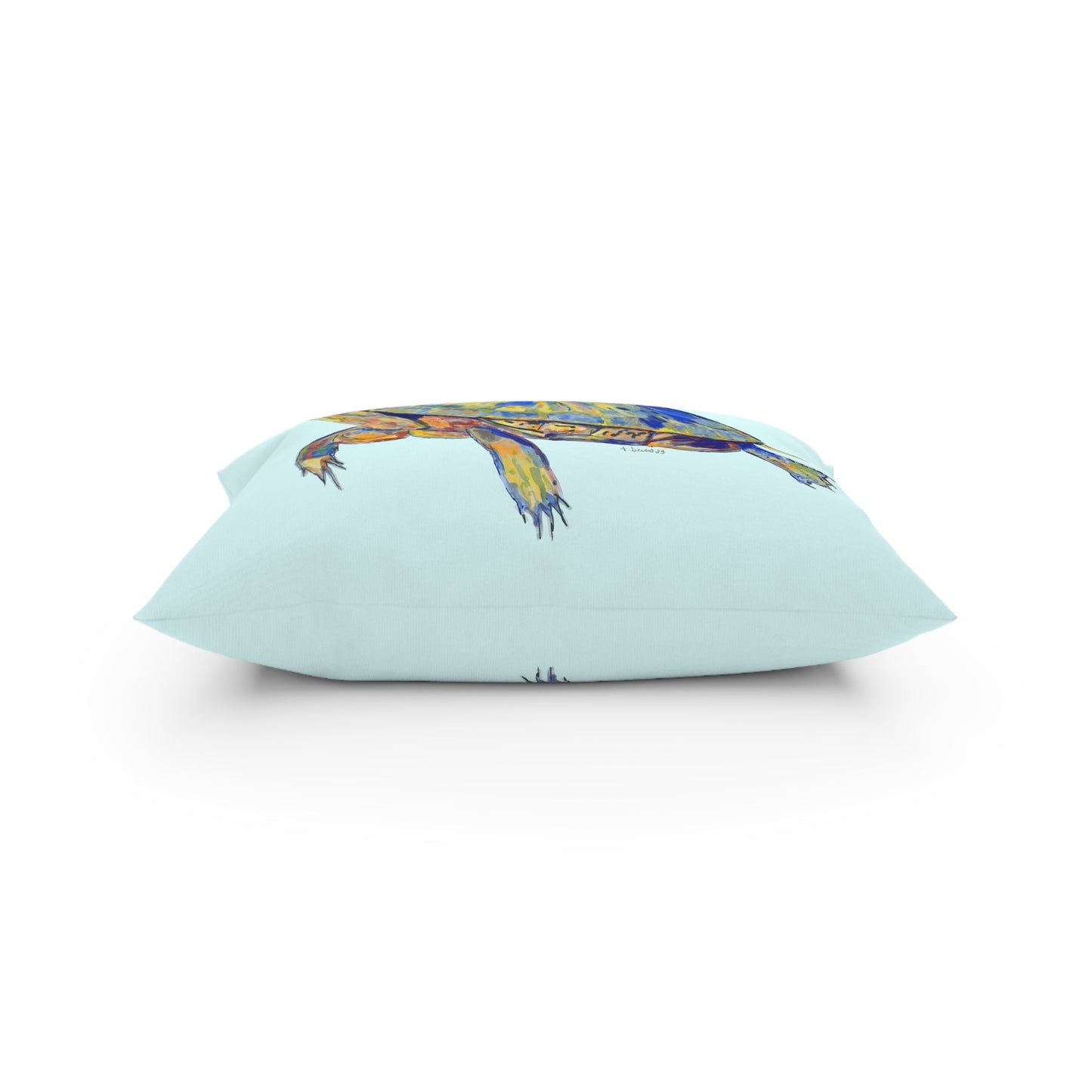 “Isaac” Sea Turtle Broadcloth Pillow - Blue Cava