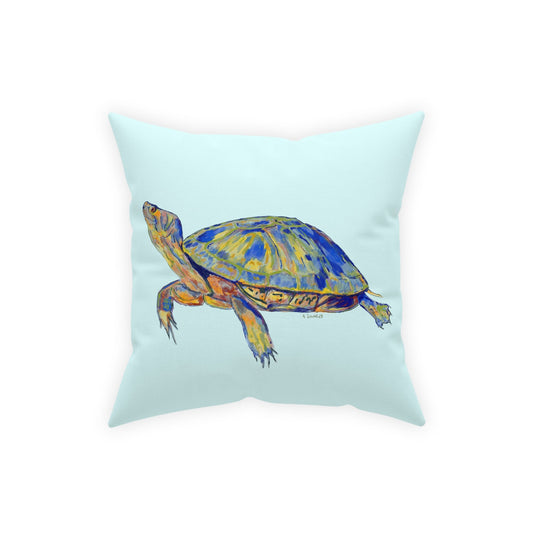 “Isaac” Sea Turtle Broadcloth Pillow - Blue Cava