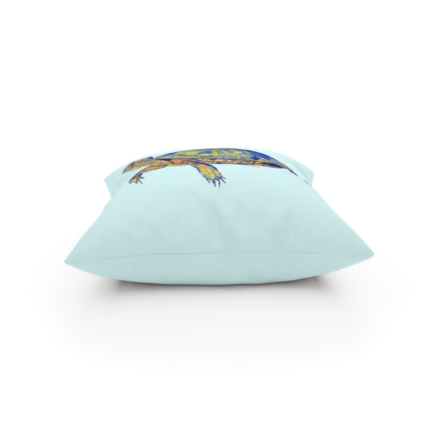 “Isaac” Sea Turtle Broadcloth Pillow - Blue Cava