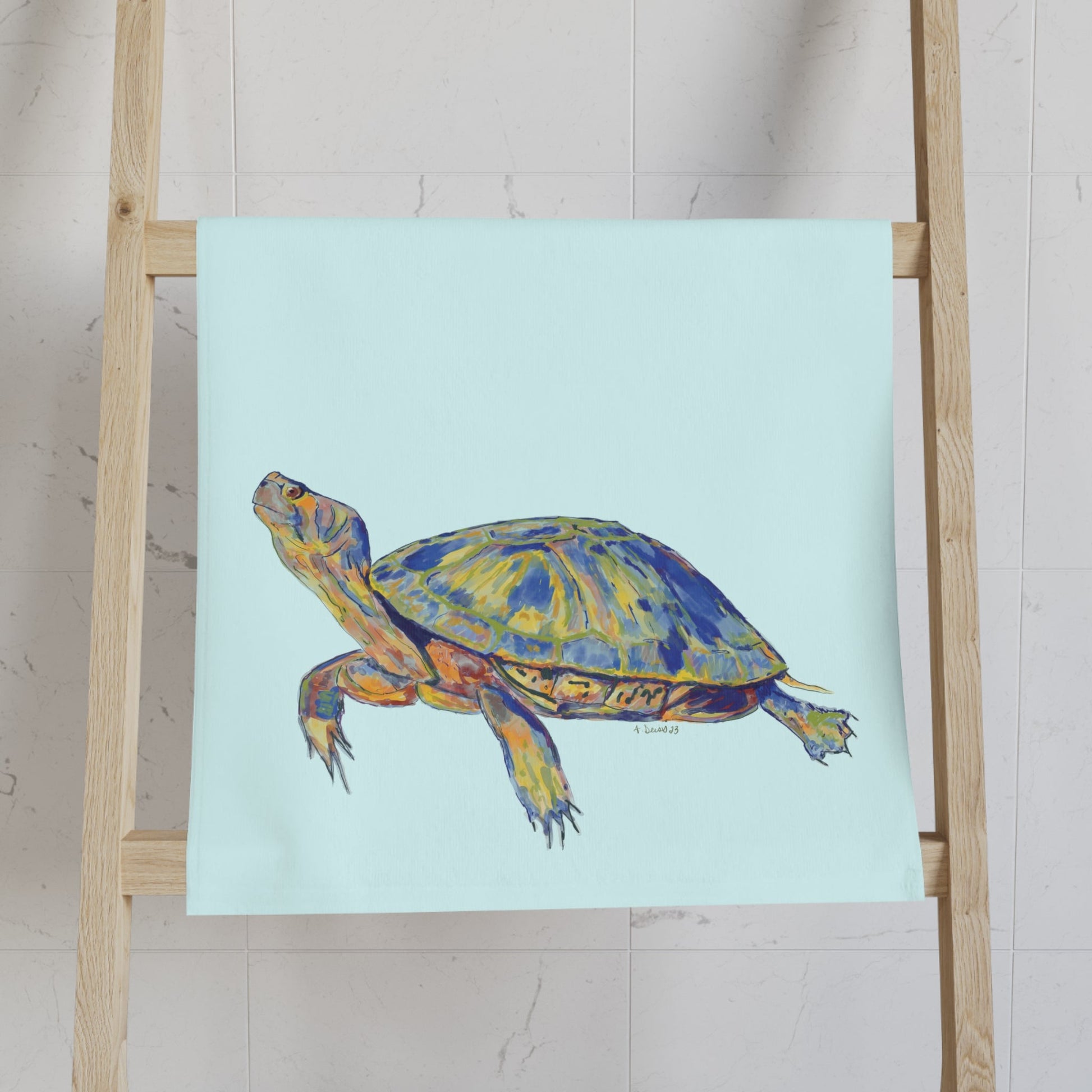 “Isaac” Sea Turtle Towel (Poly/Cotton) - Blue Cava