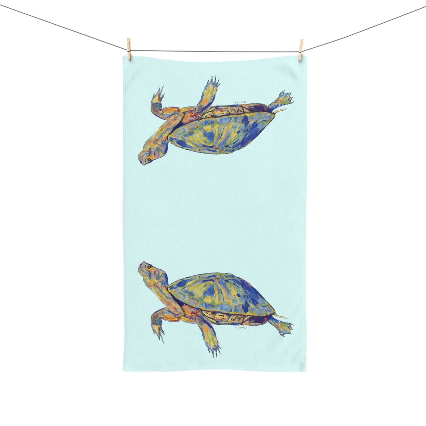 “Isaac” Sea Turtle Towel (Poly/Cotton) - Blue Cava