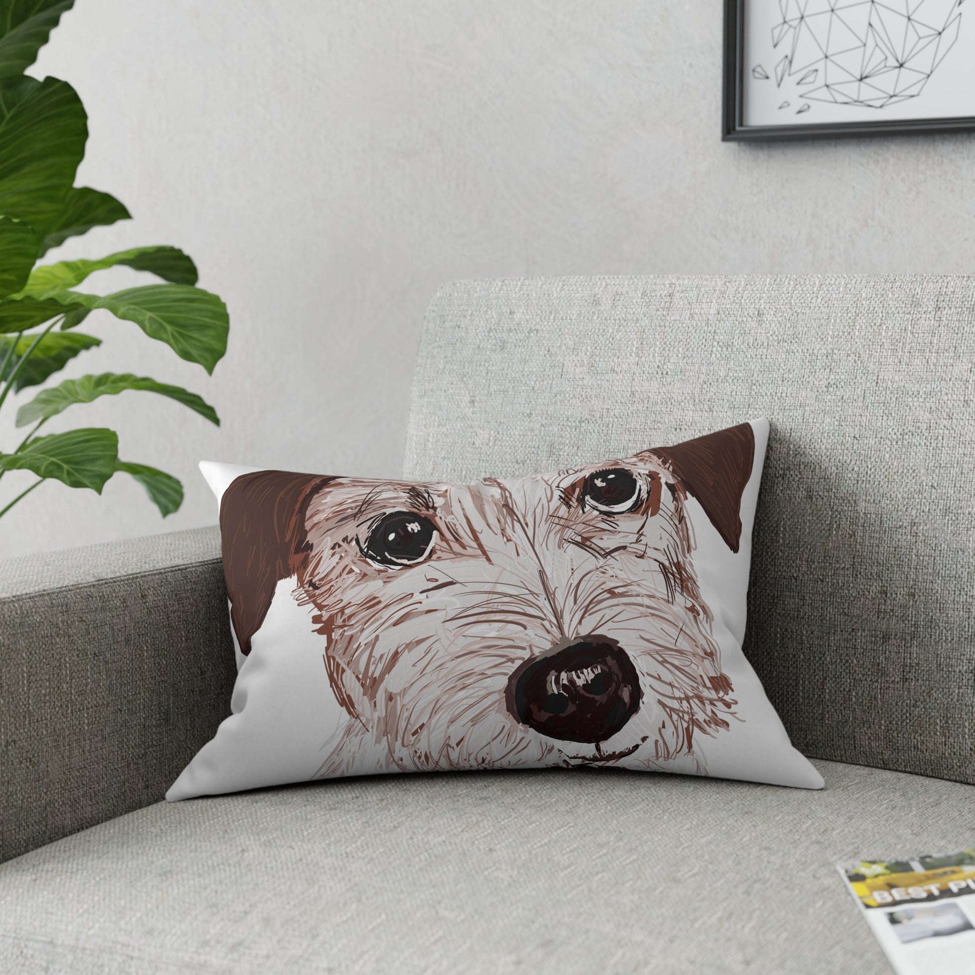 Jack Russell Broadcloth Pillow - Blue Cava