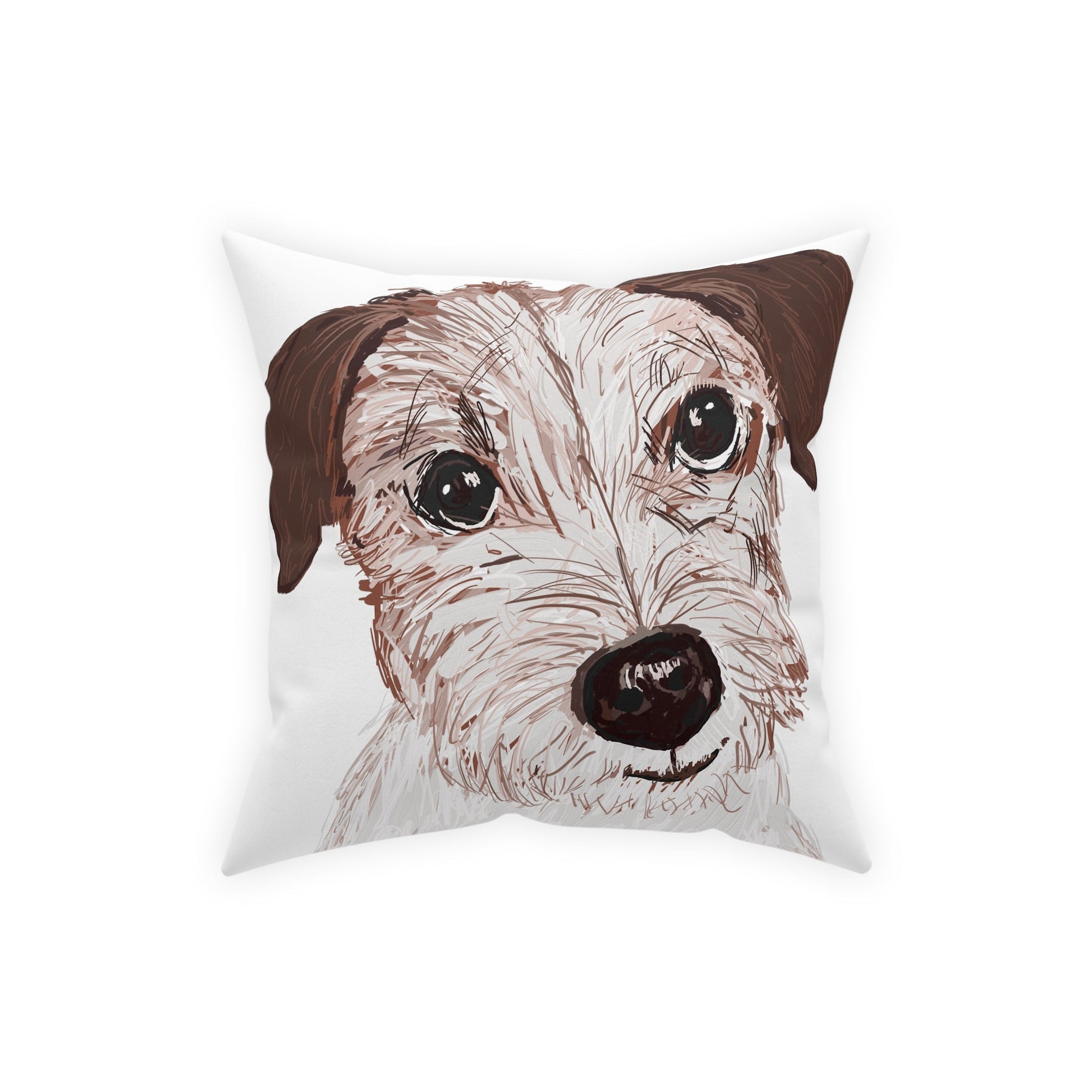 Jack Russell Broadcloth Pillow - Blue Cava