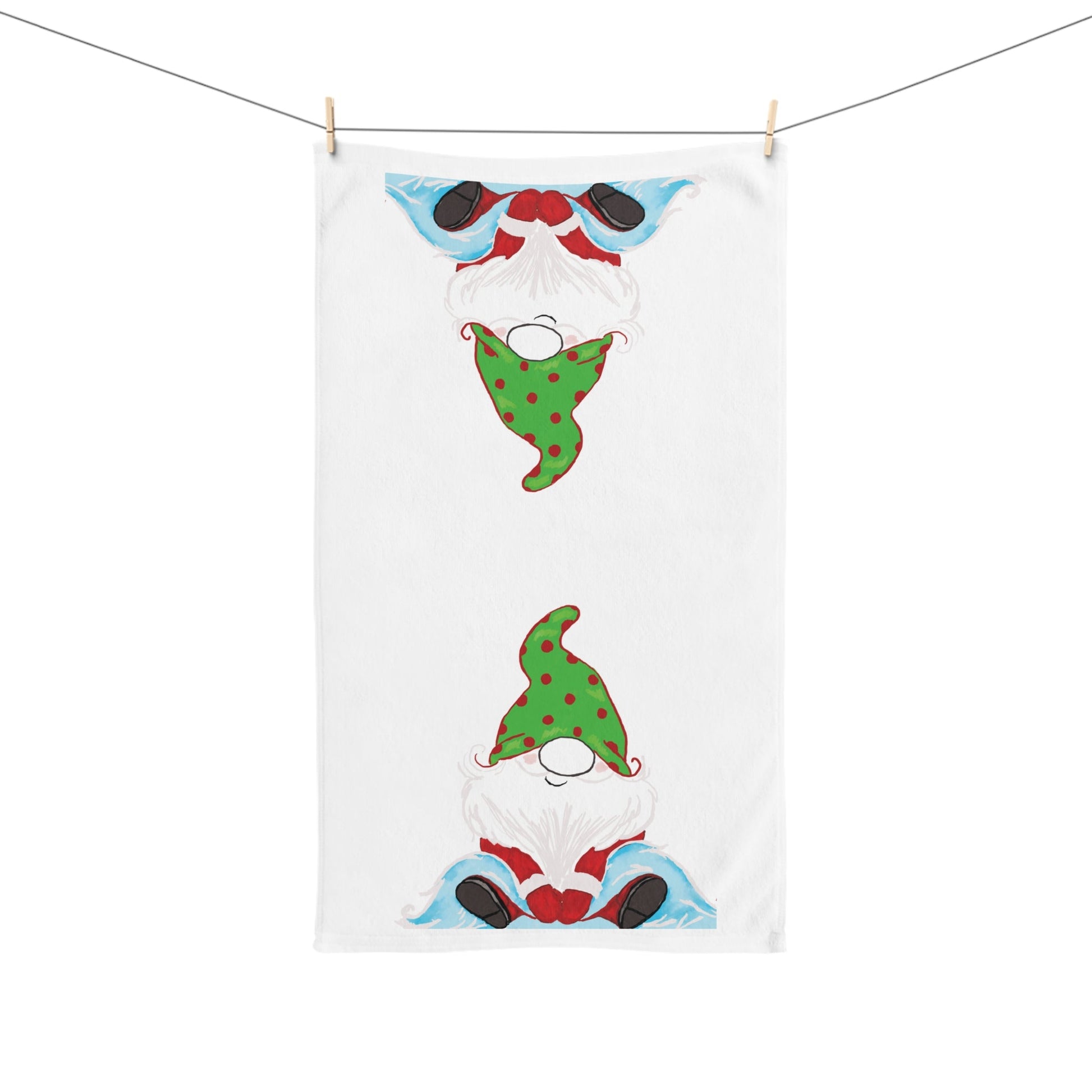 “Jingles” Christmas Gnome Hand Towel (Poly/Cotton) - Blue Cava