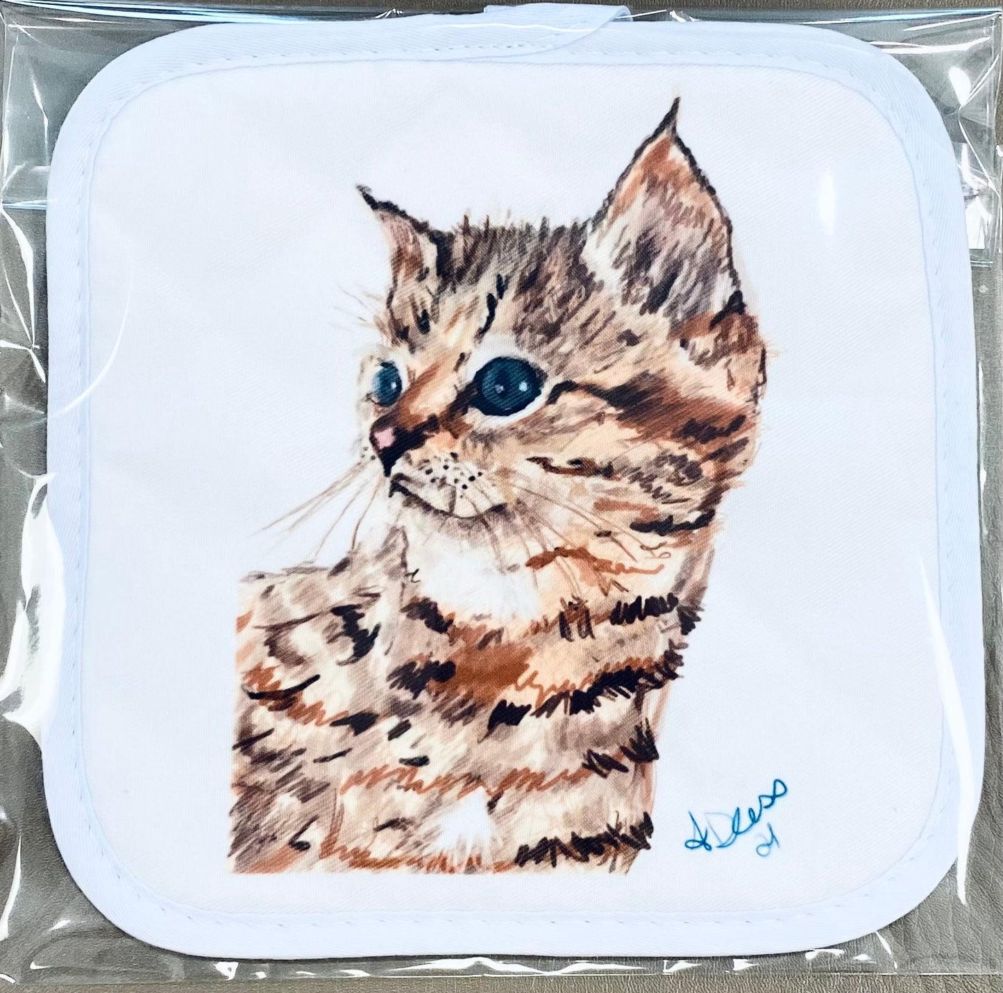 Kitten Pot Holder - Blue Cava