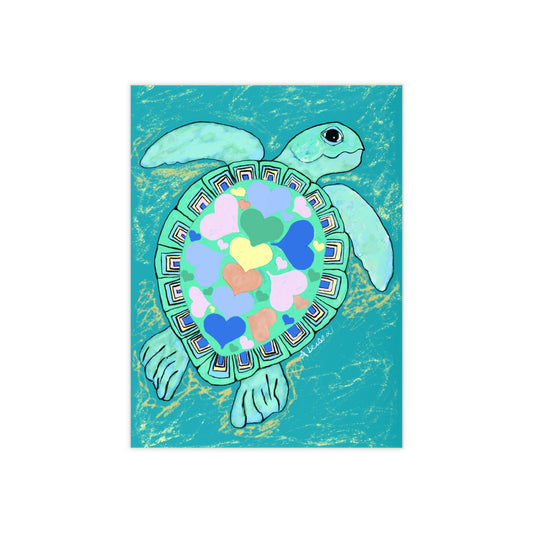 Love Sea Turtle Ceramic Tile - Blue Cava