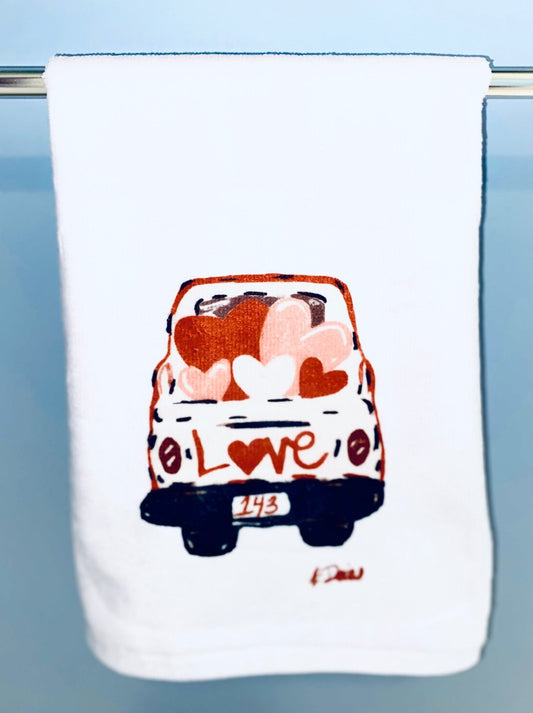 Love Truck Tea Towel (Poly/Cotton) - Blue Cava