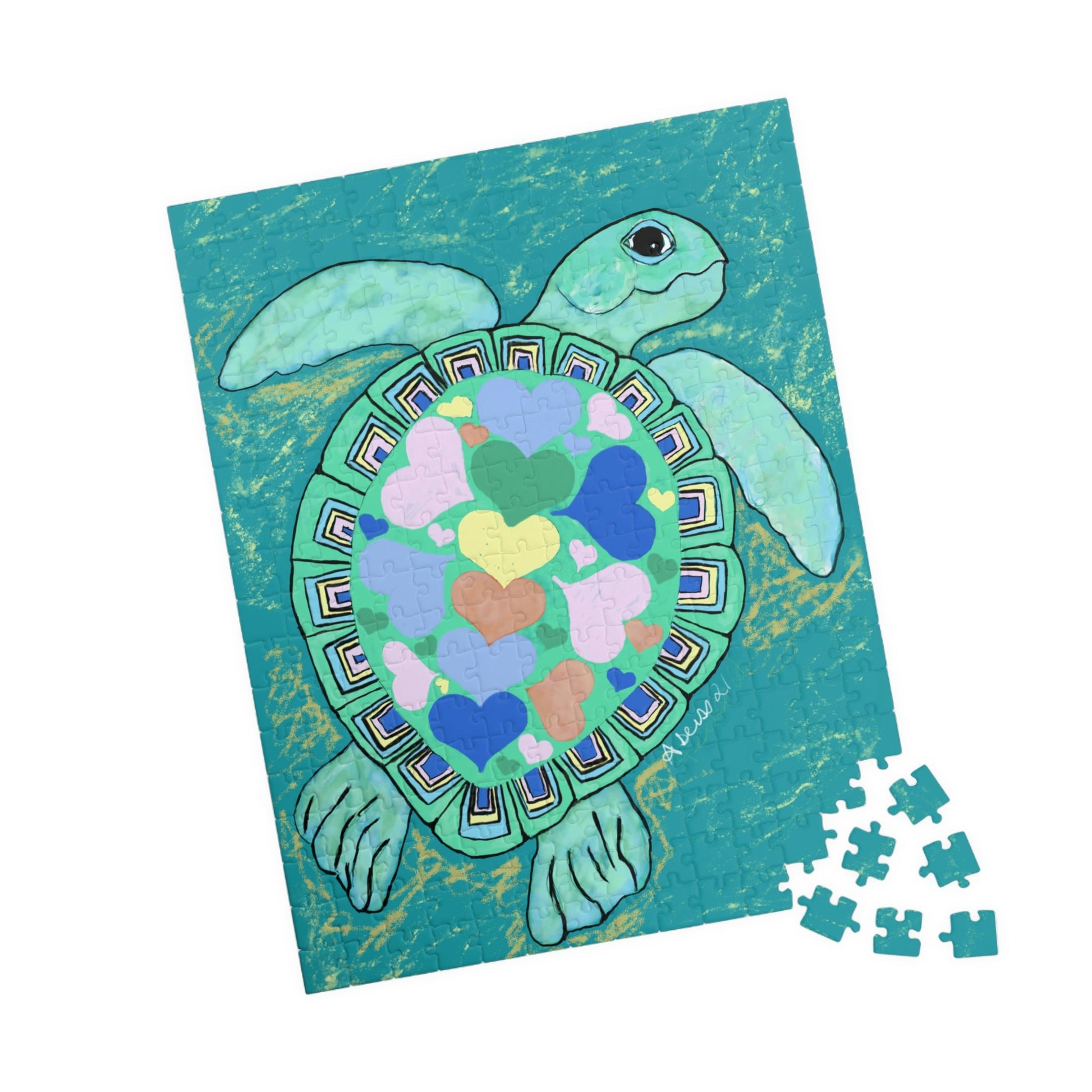 Love Turtle Puzzle (252-piece) - Blue Cava