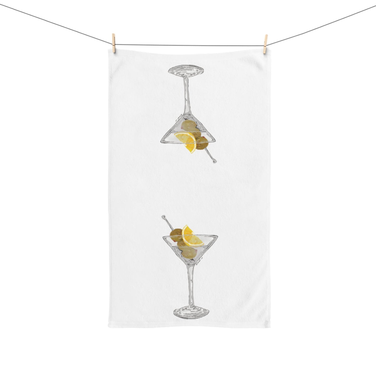 Martini Hand Towel (Poly Cotton) - Blue Cava