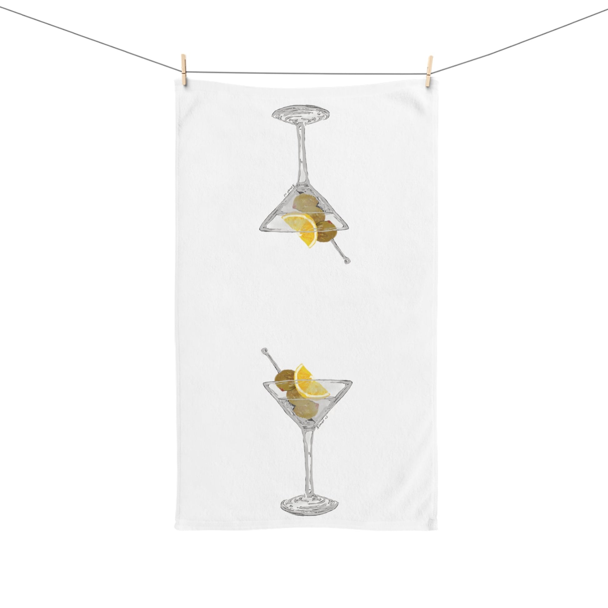 Martini Hand Towel (Poly Cotton) - Blue Cava