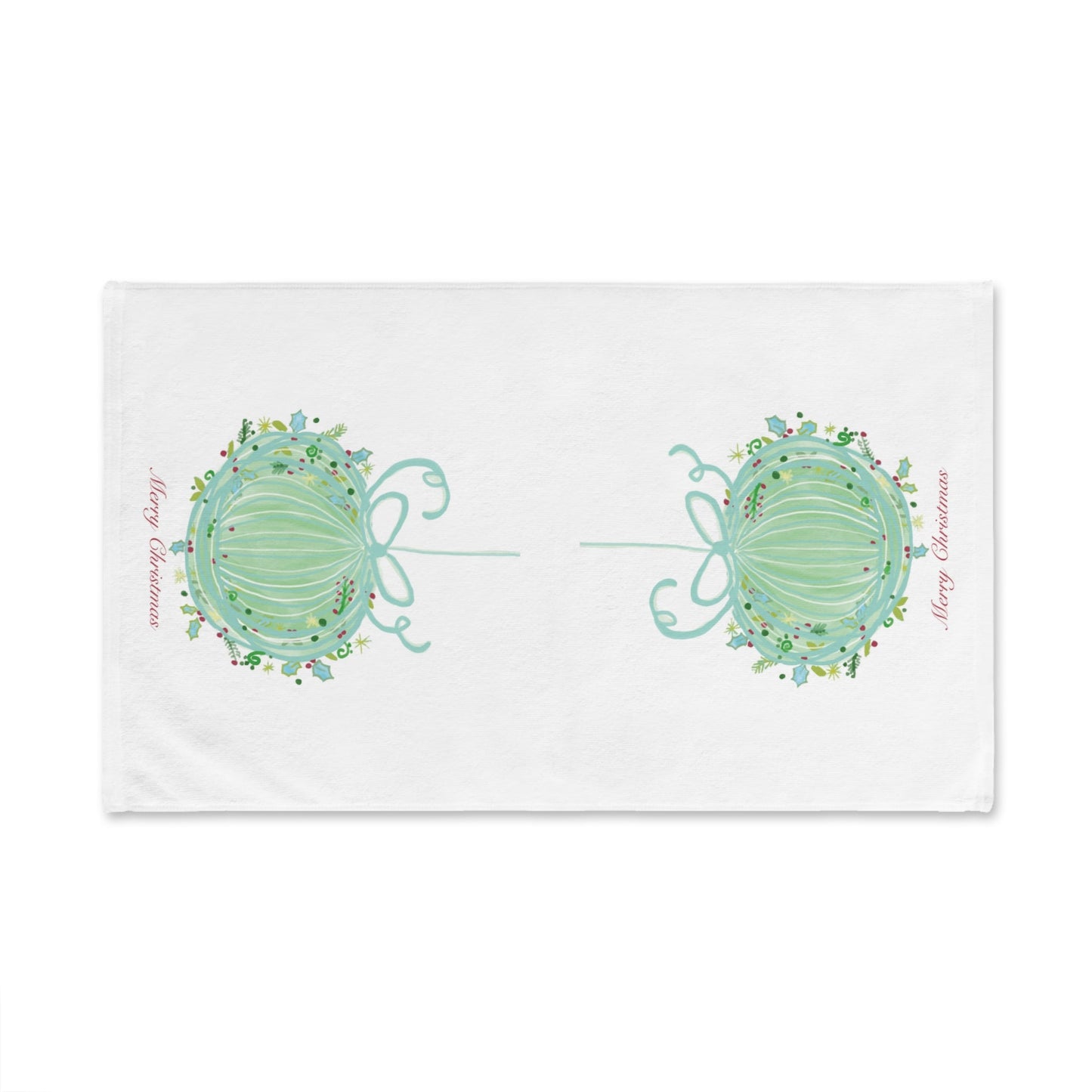 Merry Christmas Ball Hand Towel (Poly/Cotton) - Blue Cava