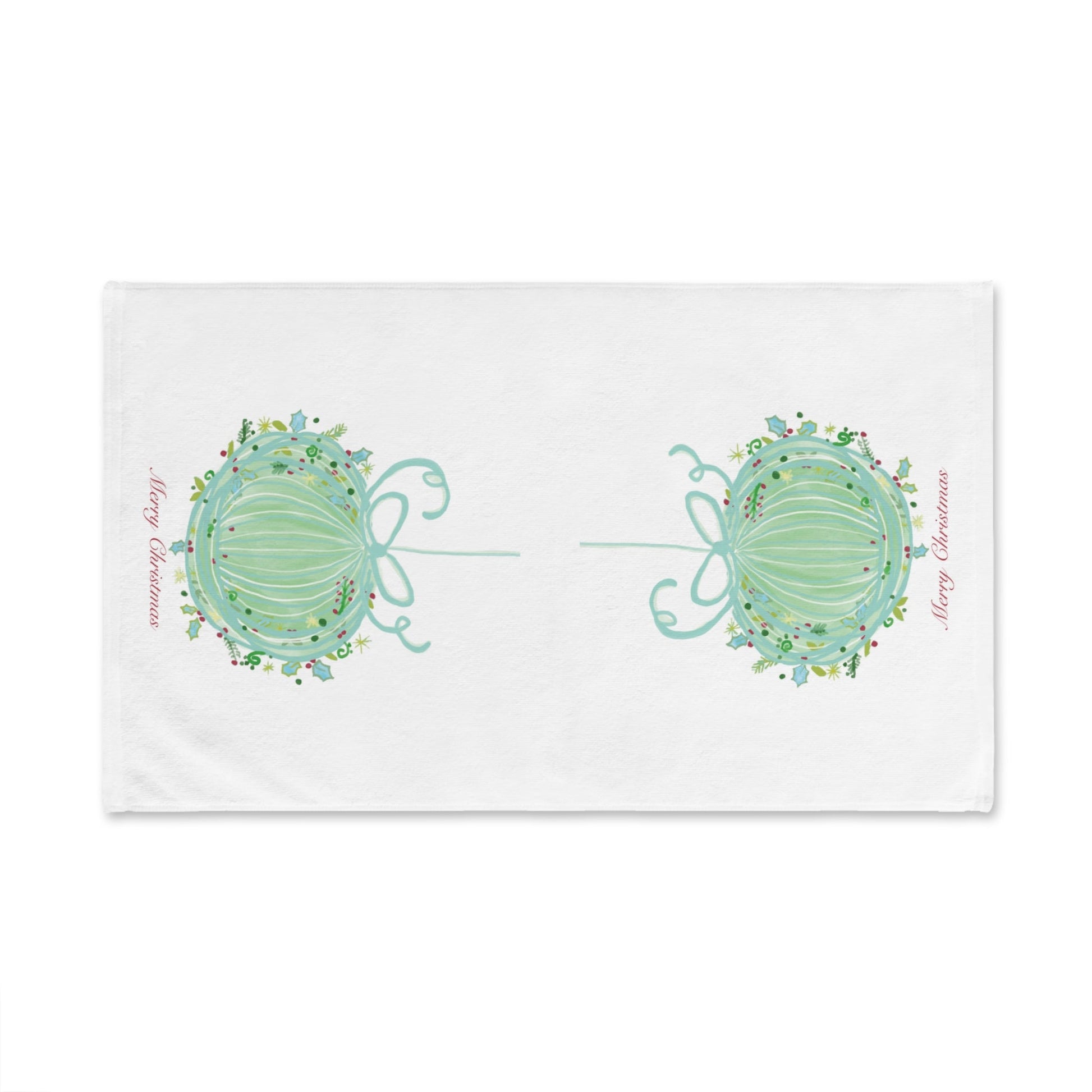 Merry Christmas Ball Hand Towel (Poly/Cotton) - Blue Cava